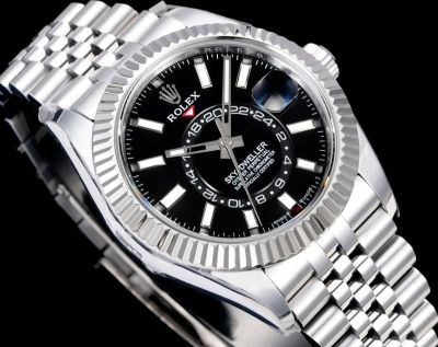 AR Factory Rolex Sky-dweller 42*14.5mm 316L Steel Jubilee Stainless Bracelet 9002 Movement Black Face Watch